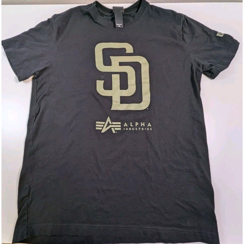 Alpha Industries x New Era Shirt Mens Size XL Black San Diego Padres
